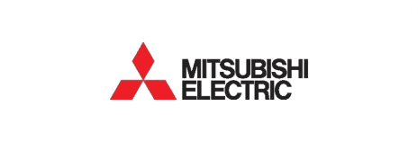 Mitsubishi Electric logo on gray background